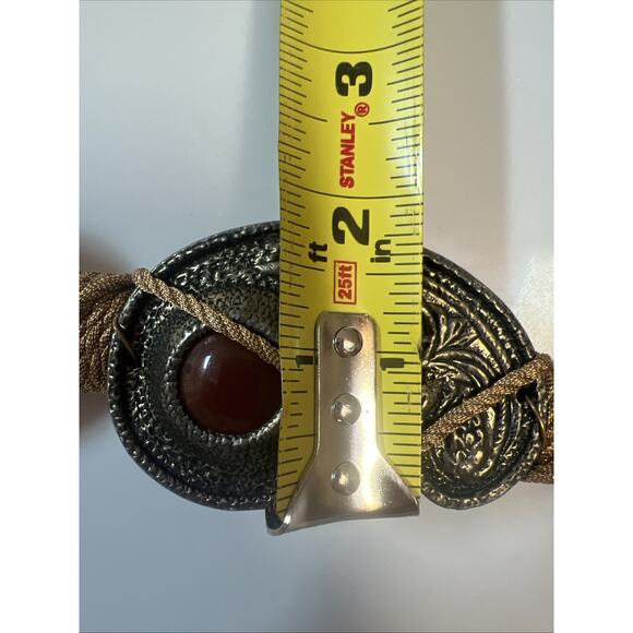 Vintage Graziano Rope Belt Adjustable Medallion Boho Statement Burgundy Gold Xs